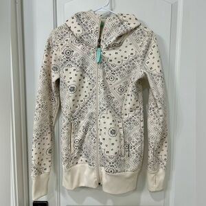 Billabong Cream Bandana-Print Full Zip Hoodie | Small